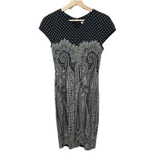 Genny Women's Vintage 100% Italian Silk Cap Sleeve Polka Dot Dress Pinup VTG Sm